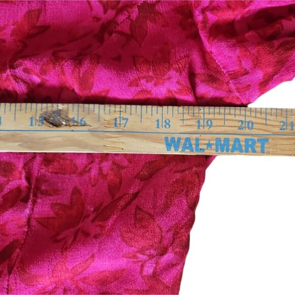 M.H.M. Melissa Harper Button Front Midi Dress Sz 12 Raspberry Red Floral - Picture 10 of 10